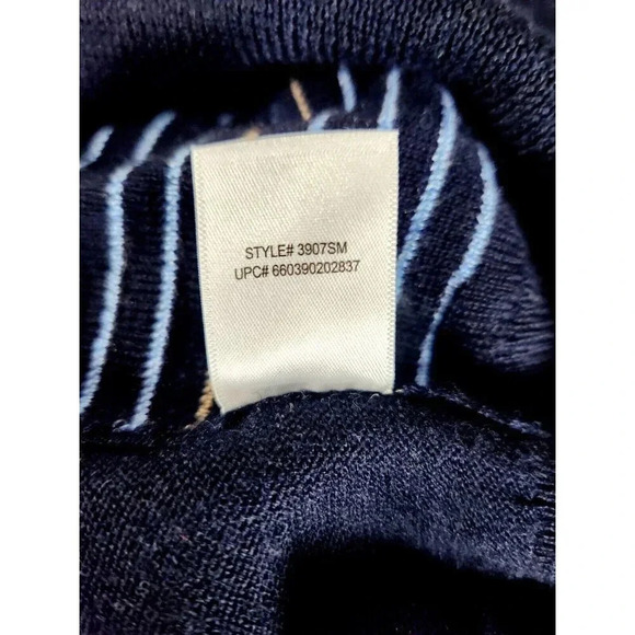 Alan Flusser Sweater Mens Blue Merino Wool Long Sleeve Mock Neck 1/4 Zip… - Picture 11 of 11